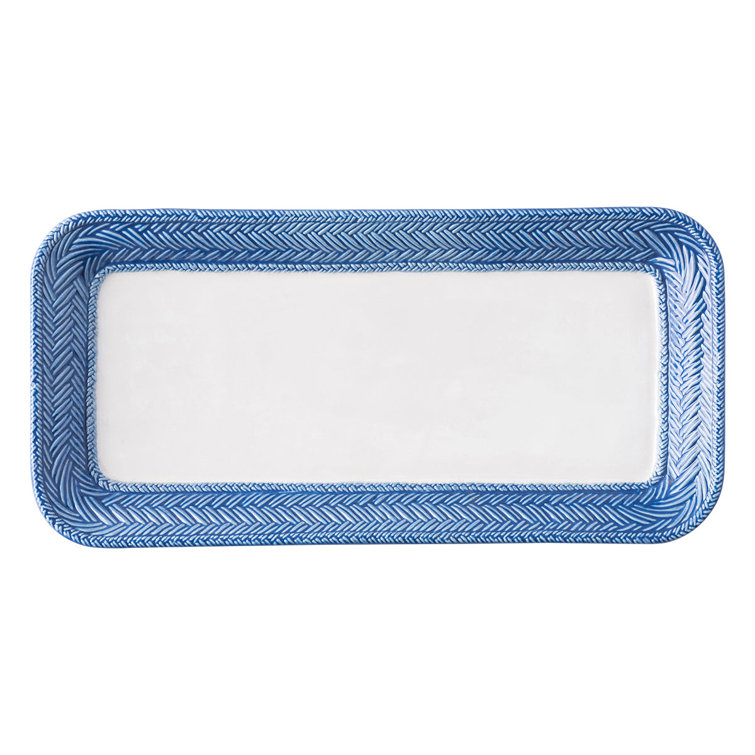 Delft Blue and White Ceramic Rectangular Serving Tray