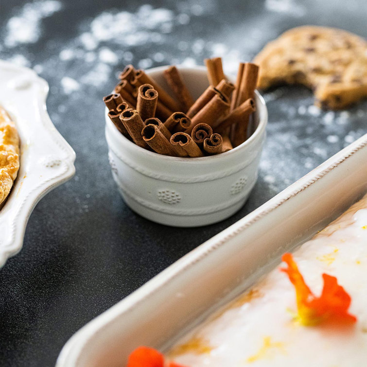 White Embossed Stoneware Ramekin with Rustic Detailing