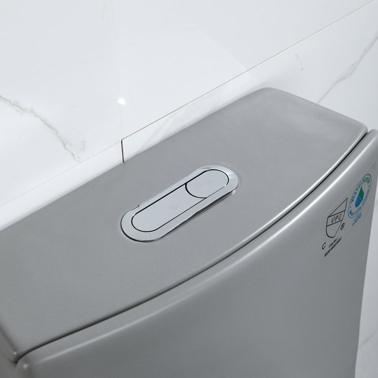 Light Grey Ceramic One-Piece Dual Flush Elongated Toilet