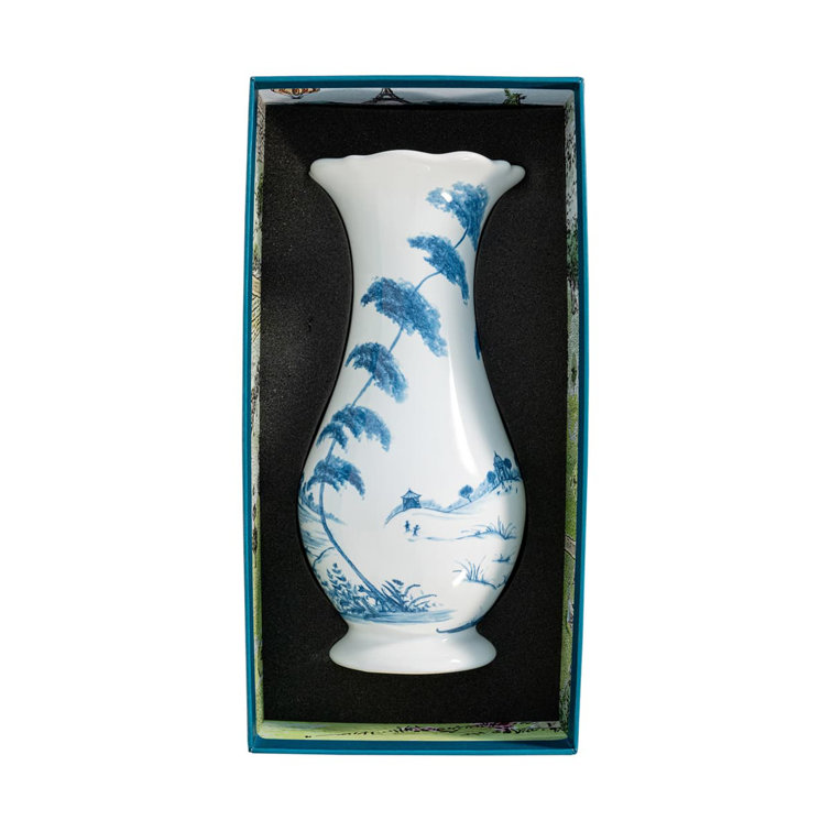 Handmade Blue and White Ceramic Scallop Table Vase