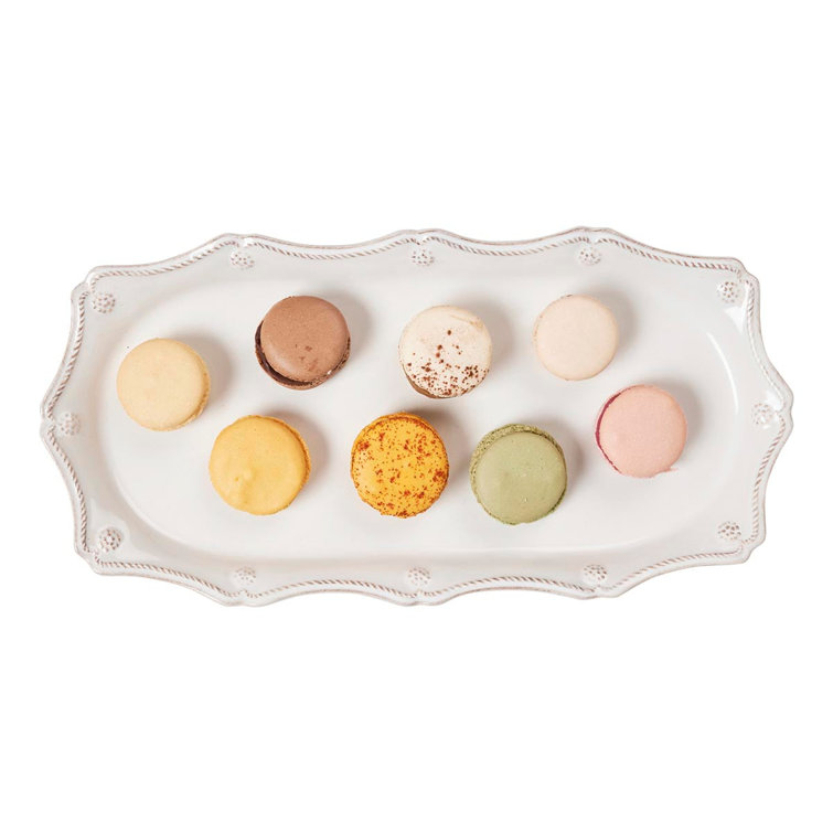 White Floral Ceramic Stoneware Serving Platter