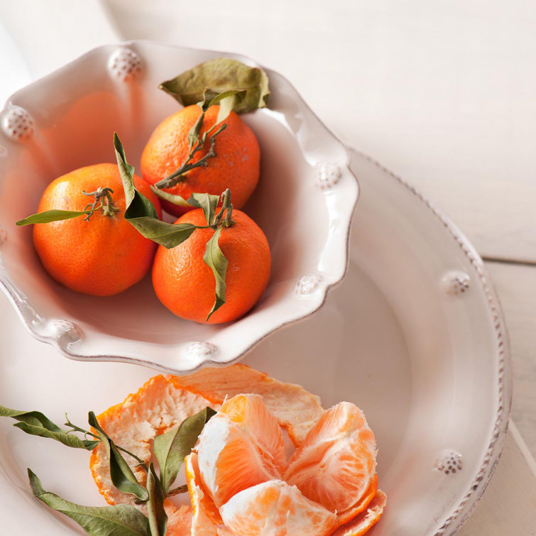 Whitewash Ceramic Berry Bowl with Scalloped Edge - 11oz