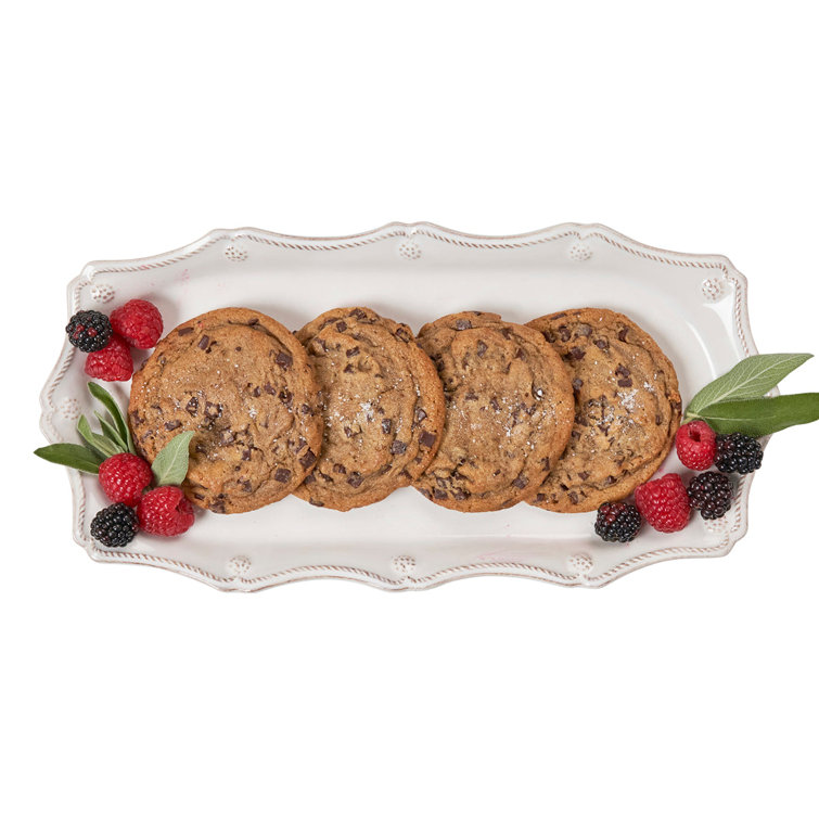 White Floral Ceramic Stoneware Serving Platter