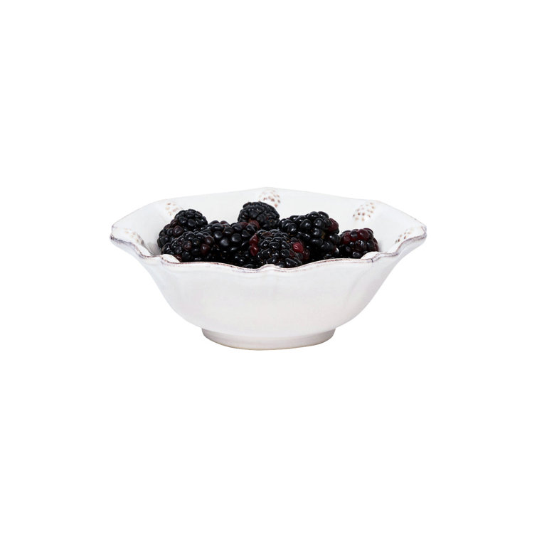 Whitewash Ceramic Berry Bowl with Scalloped Edge - 11oz