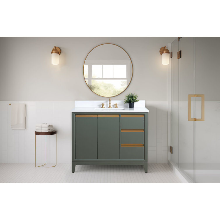 Vintage Green 42" Freestanding Bathroom Vanity with Marble Top