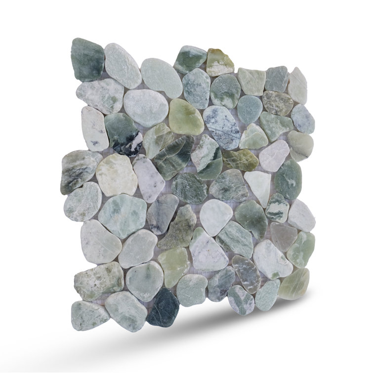 Ocean Green Natural Stone Pebble Mosaic Tile 12" x 12"