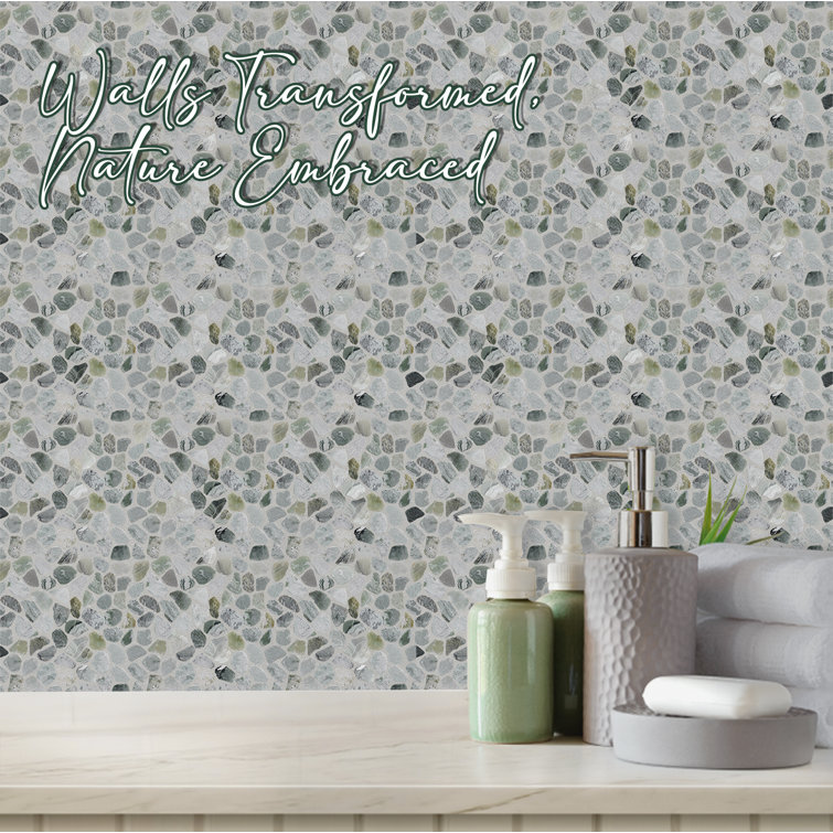 Ocean Green Natural Stone Pebble Mosaic Tile 12" x 12"