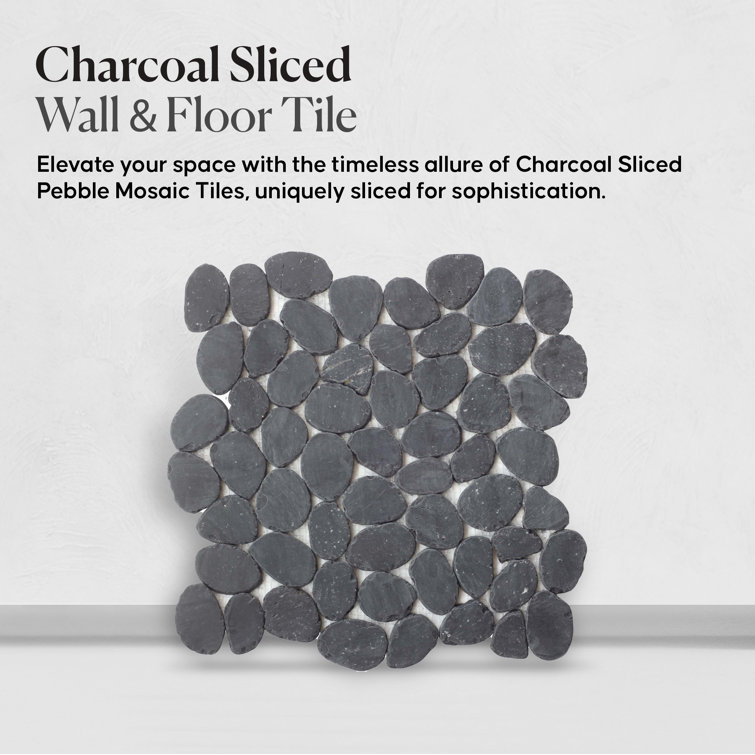 Charcoal Natural Stone Pebble Mosaic Tile for Walls and Floors