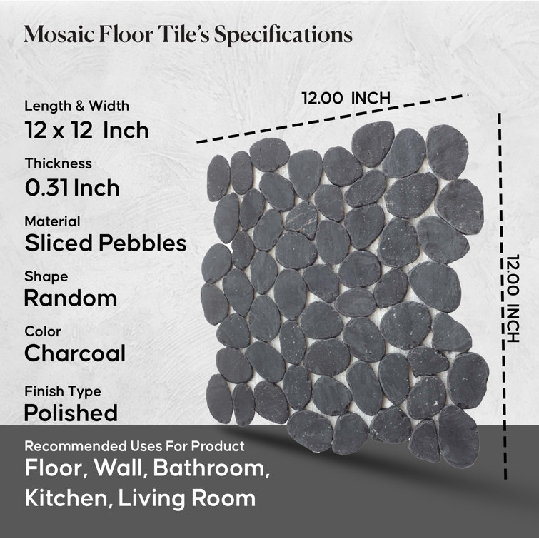 Charcoal Natural Stone Pebble Mosaic Tile for Walls and Floors