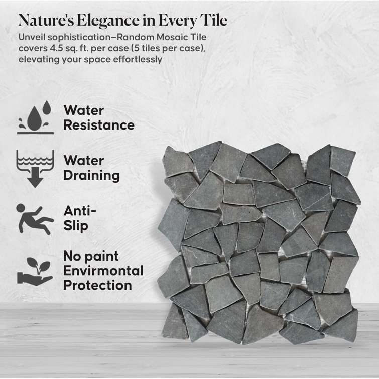Gray Random Natural Stone Mosaic Tile for Walls and Floors