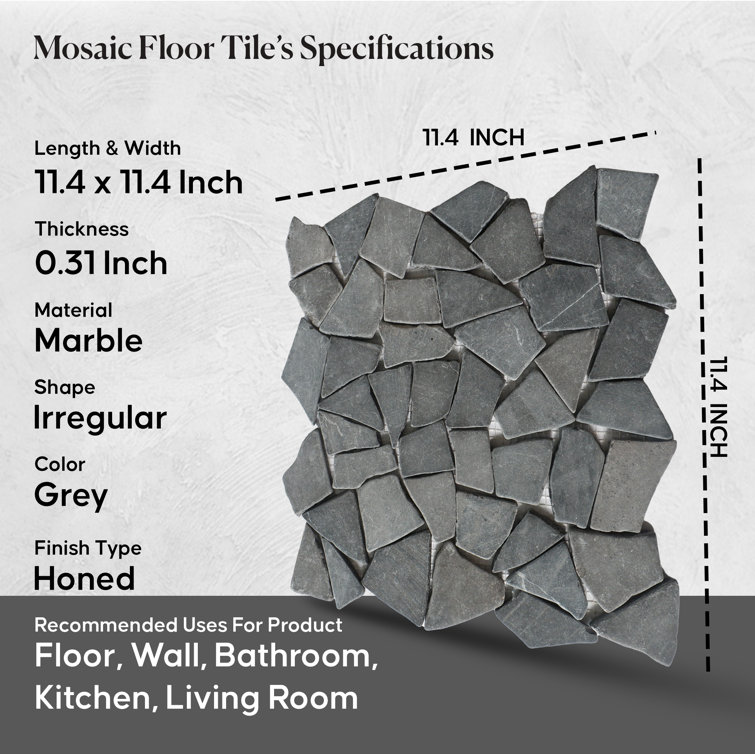 Gray Random Natural Stone Mosaic Tile for Walls and Floors