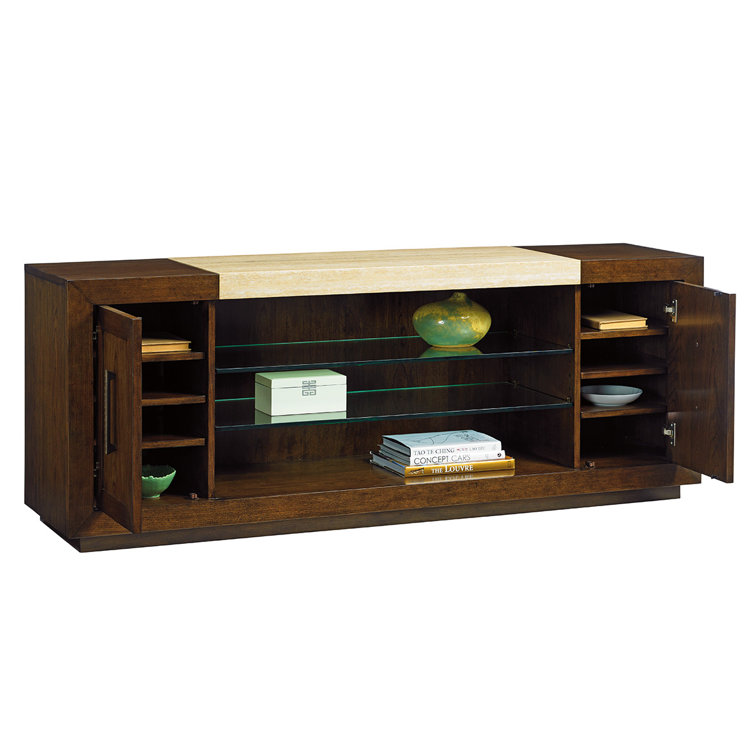 Contemporary Gray-Brown Media Console with Adjustable Shelves
