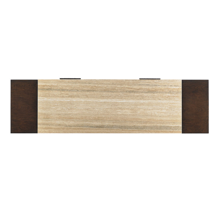 Contemporary Mocha 70'' Dining Console with Silver Travertine Top