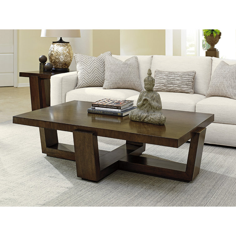 Contemporary Mocha Brown Wood Rectangular Cocktail Table