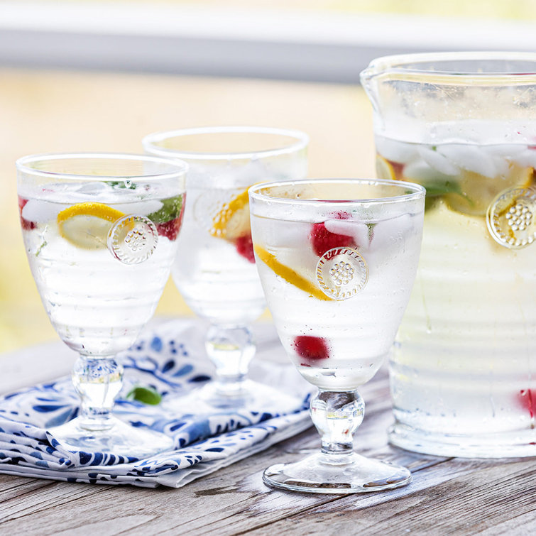 French Country Clear Embossed Goblet Glass