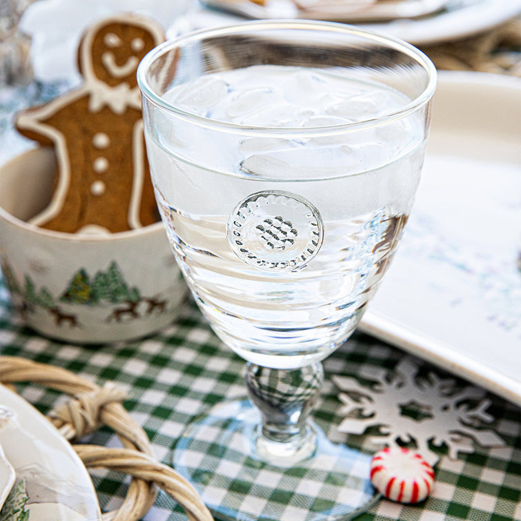 French Country Clear Embossed Goblet Glass
