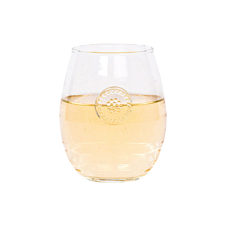 Clear Embossed Glass Stemless White Wine Glass