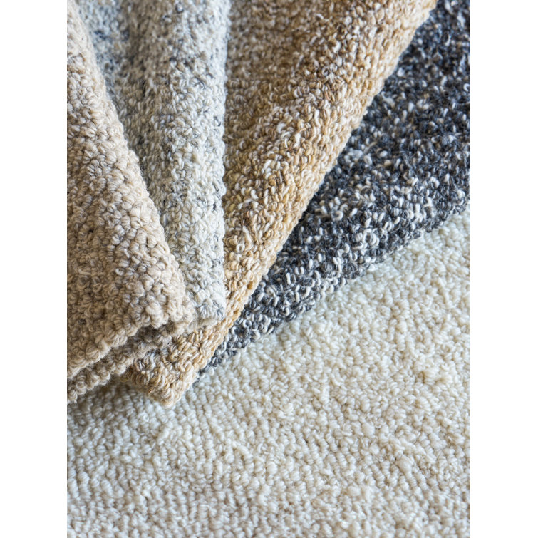 Handmade Ivory and Light Gray Wool Rectangular Area Rug, 10' x 14'