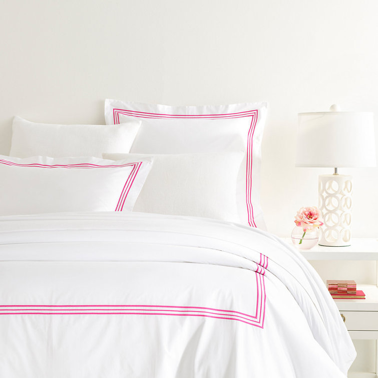 King Size Fuchsia Cotton Duvet Cover with Button Closure