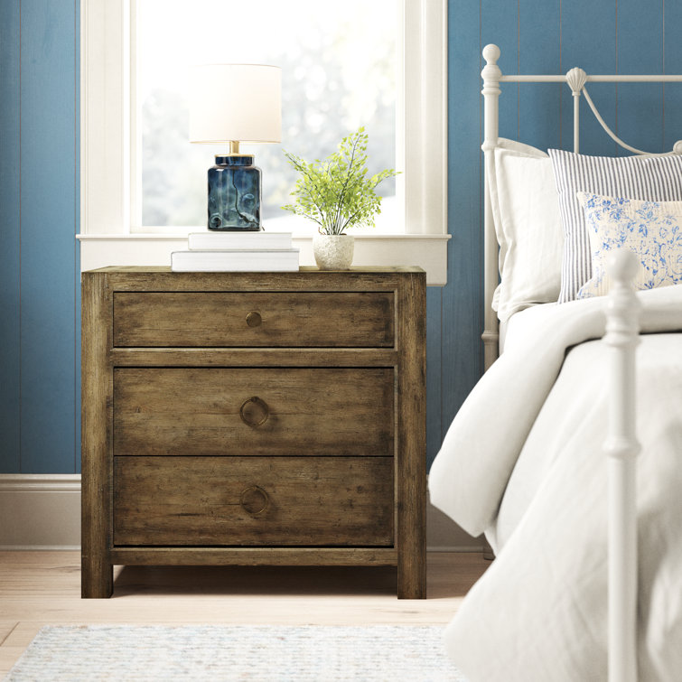 Malibu-Inspired Coastal Cool 3-Drawer Nightstand with USB Port