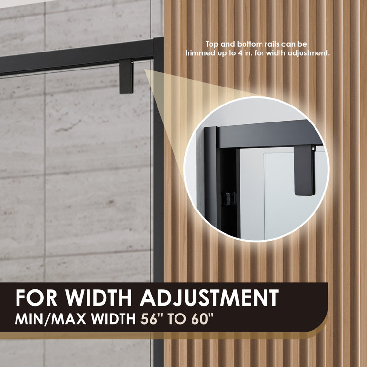 Caspar 60" Matte Black Clear Glass Frameless Tub Door