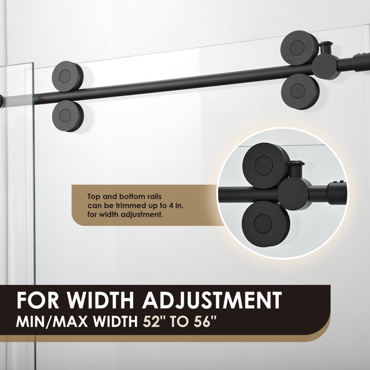 Matte Black Frameless Sliding Shower Door with Clear Glass