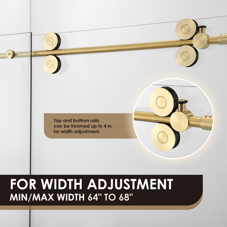 Gold and Clear Glass Frameless Sliding Shower Door, 68" x 78"