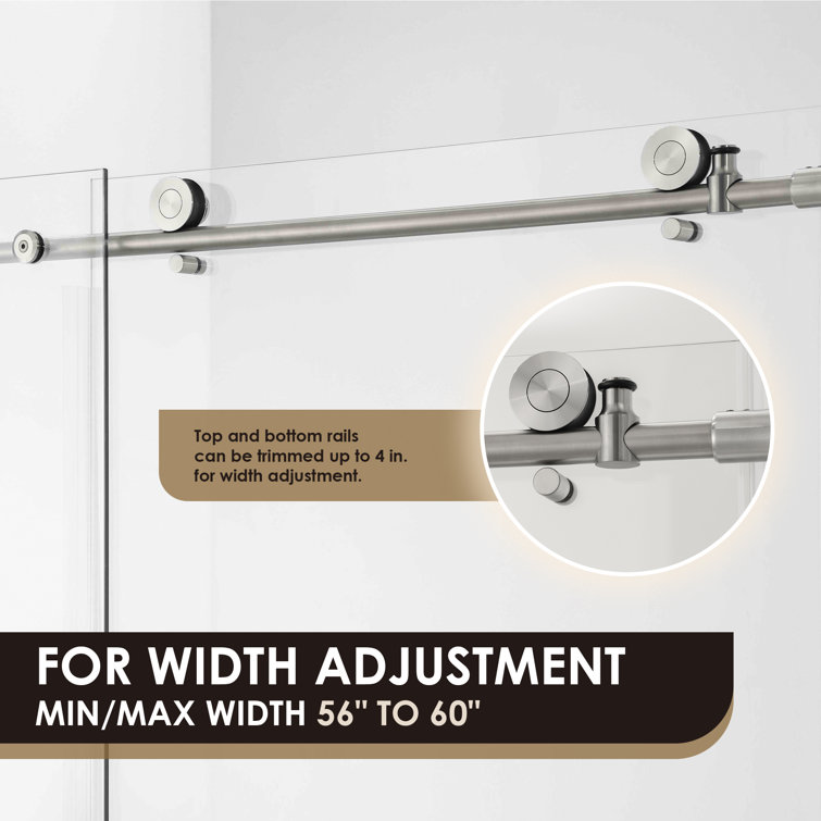 Lazaro 60" Brushed Nickel Frameless Sliding Tub Door with Clear Glass