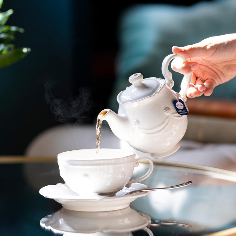 White Ceramic Berry & Thread Saucer Set