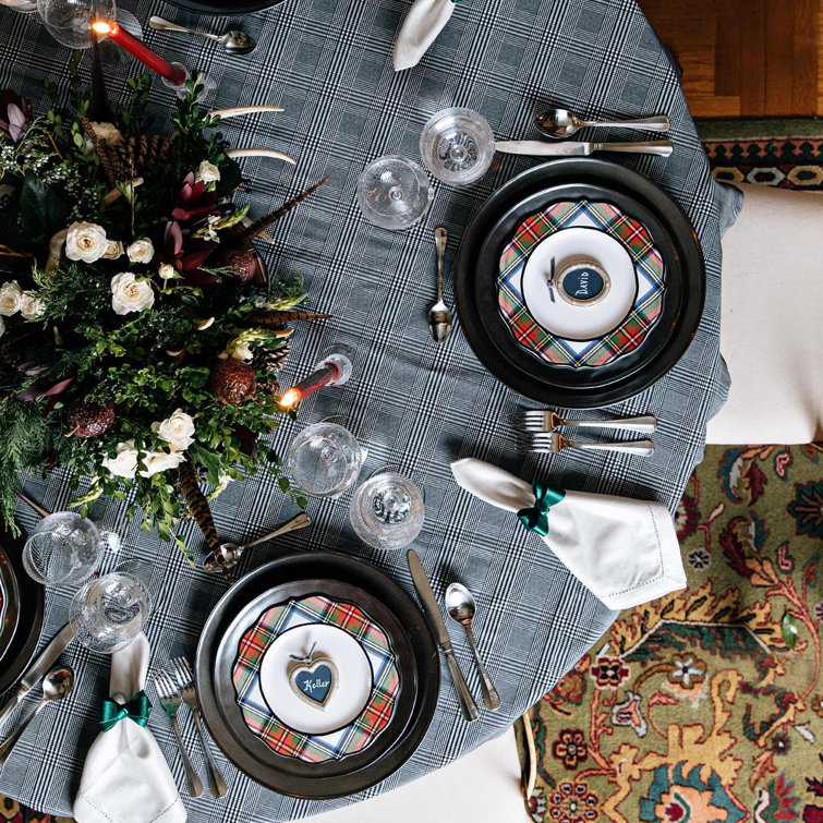 Festive Tartan Ceramic Scallop Salad/Dessert Plate
