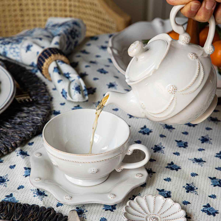 White Ceramic Berry & Thread Saucer Set