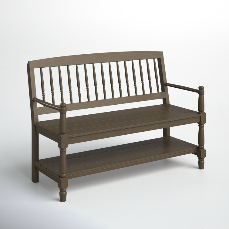 Cody Classic Gray Acacia Wood Outdoor Bench with Storage Shelf