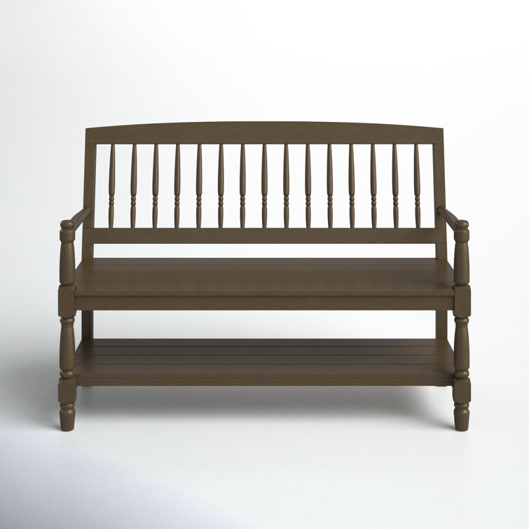 Cody Classic Gray Acacia Wood Outdoor Bench with Storage Shelf