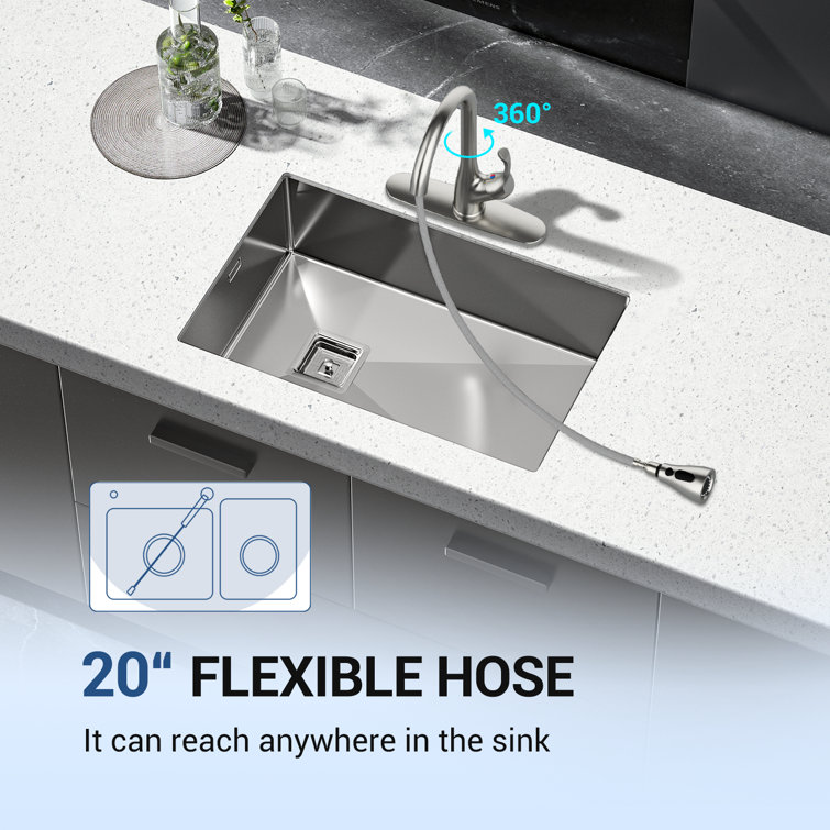 Elegant Brushed Nickel High-Arc Faucet with Pull-Out Spray