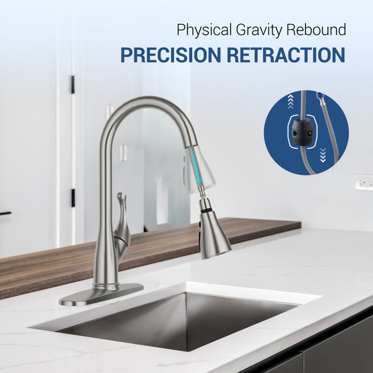 Elegant Brushed Nickel High-Arc Faucet with Pull-Out Spray