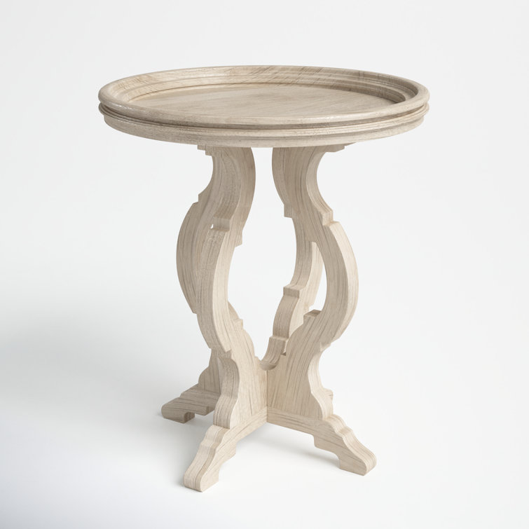 Traditional Round White Wood and Metal Side Table with Storage