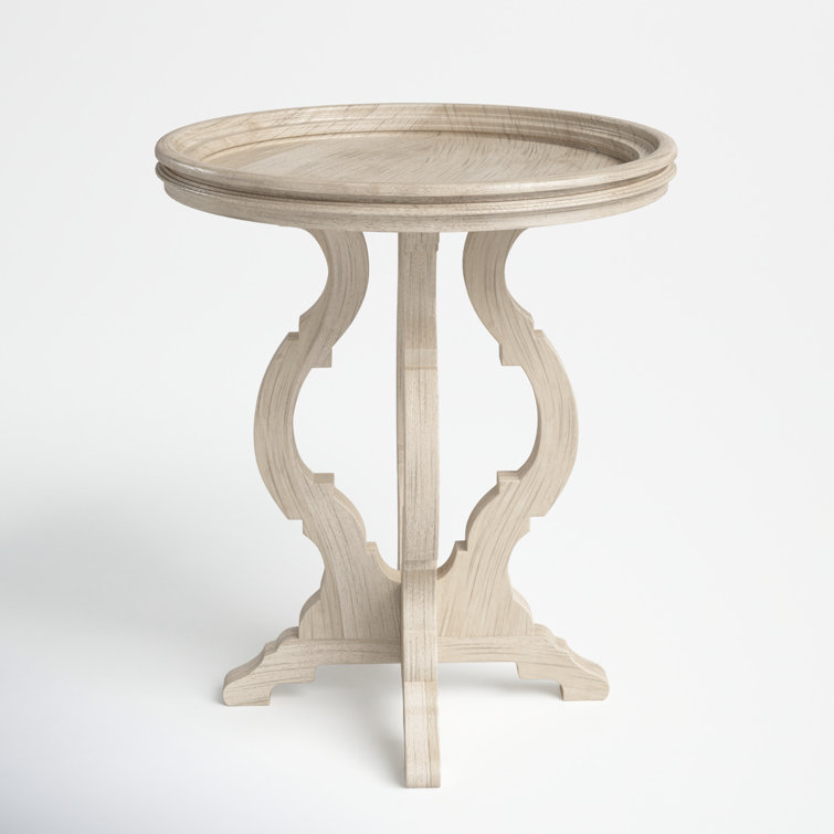 Traditional Round White Wood and Metal Side Table with Storage
