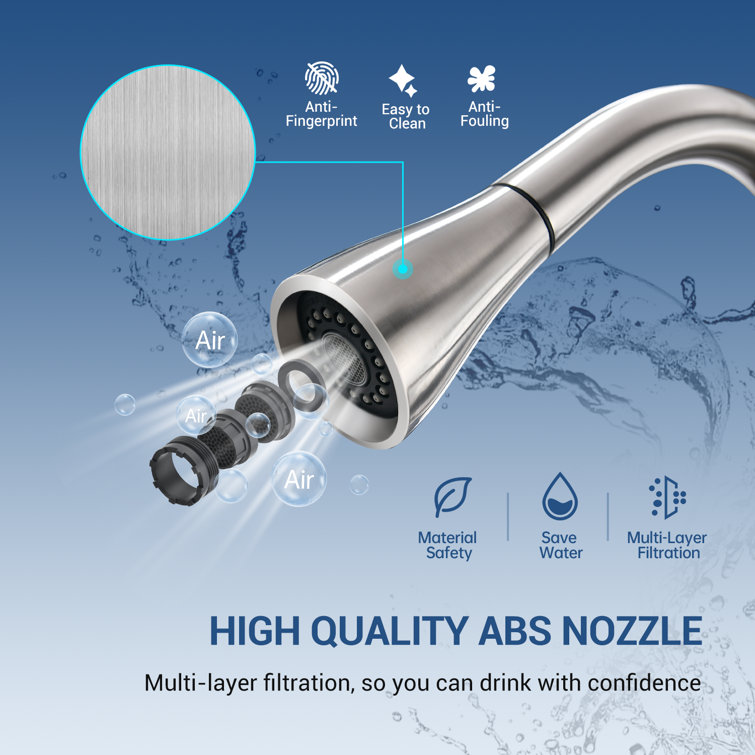 Elegant Brushed Nickel High-Arc Faucet with Pull-Out Spray