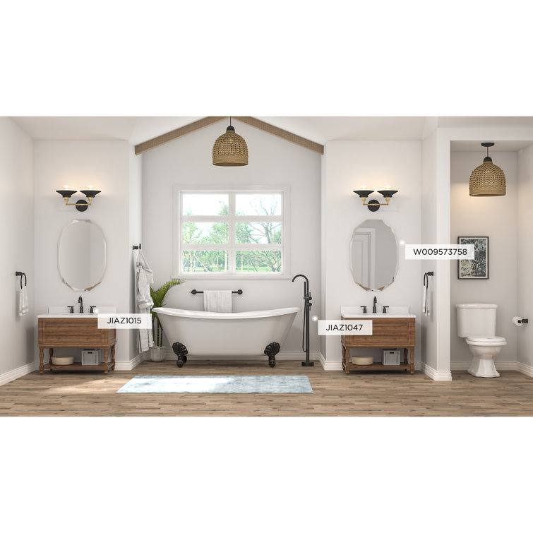 Matte Black Brass Widespread Bathroom Faucet with Drain Assembly