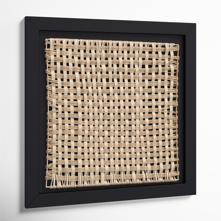 Square Black Framed Woven Cane Wall Decor