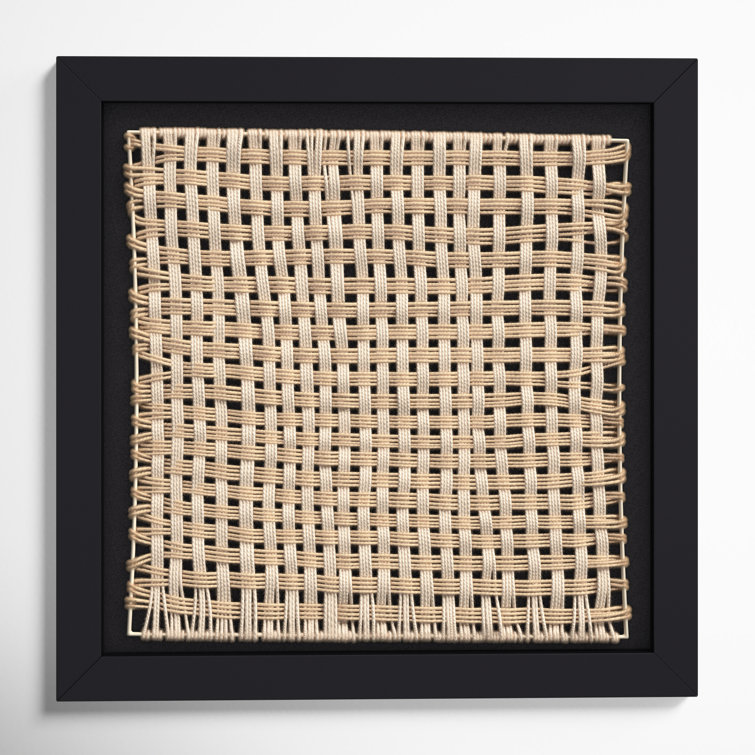 Square Black Framed Woven Cane Wall Decor
