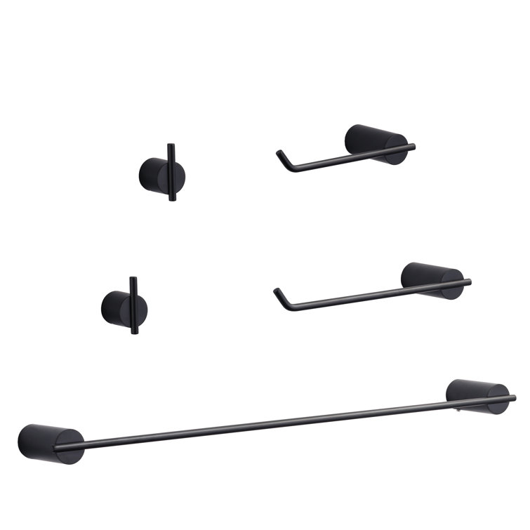 Matte Black 5-Piece Stainless Steel Bathroom Hardware Set