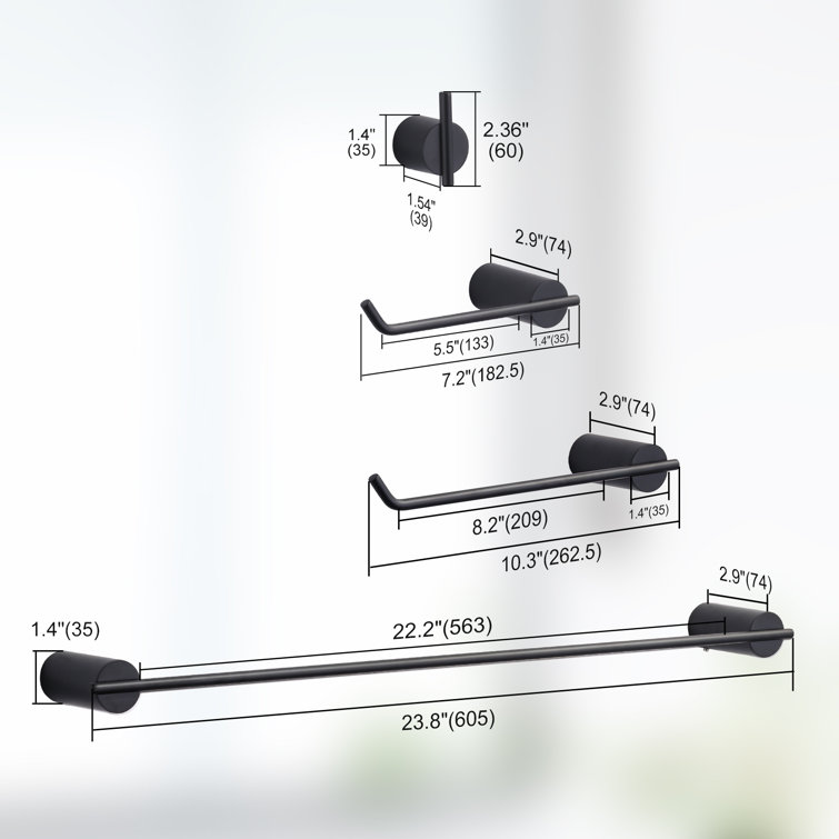 Matte Black 5-Piece Stainless Steel Bathroom Hardware Set