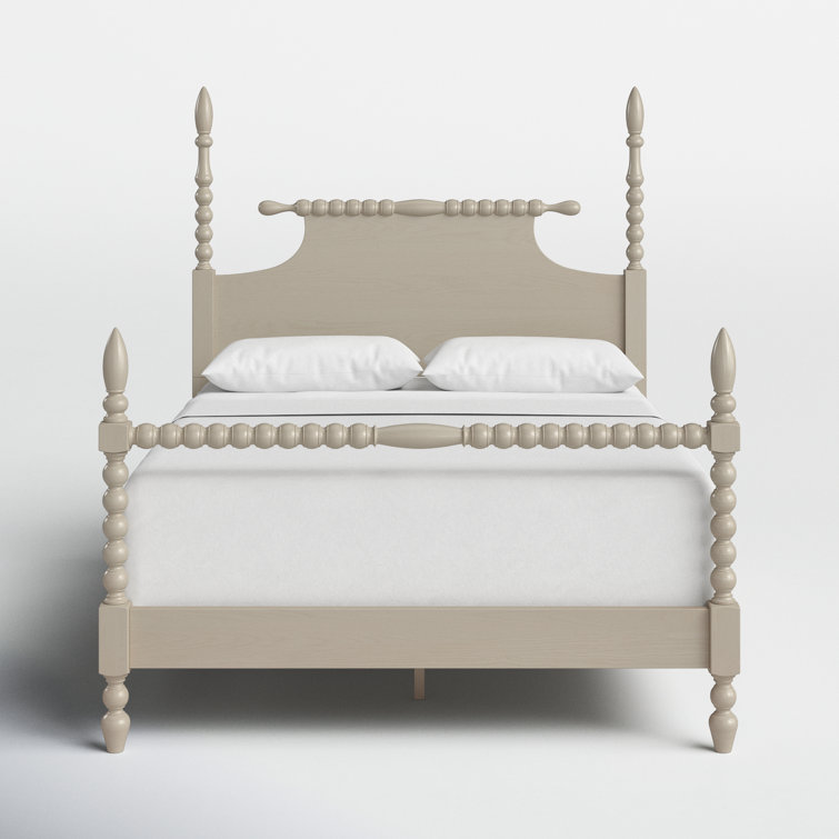 Beckett Natural Whitewash Queen Poster Bed with Wood Frame