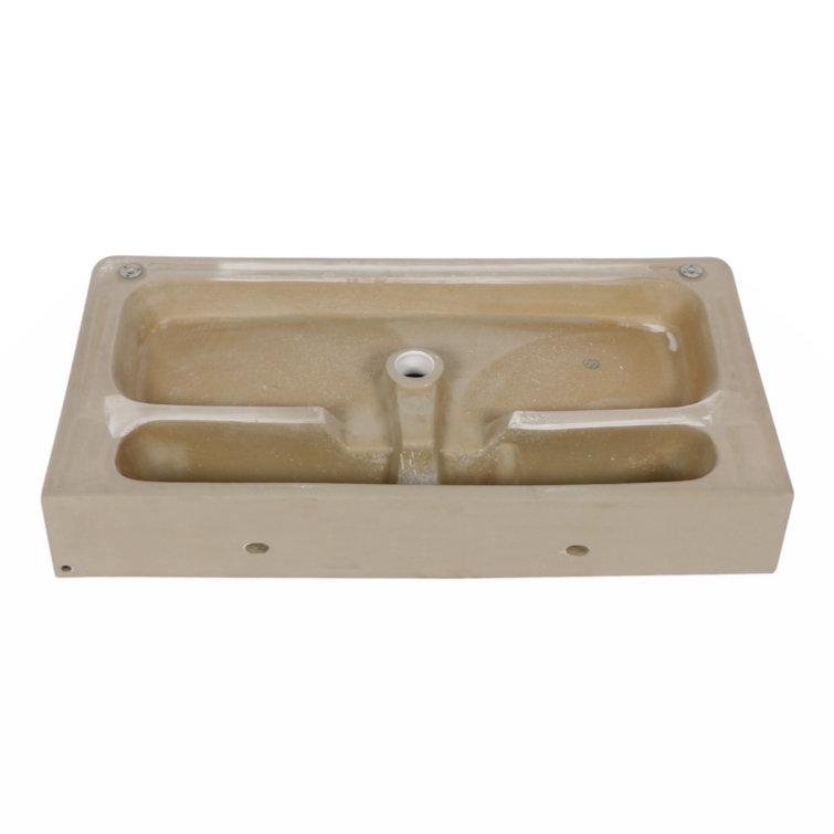 Glossy White Ceramic Rectangular Console Sink with Steel Legs