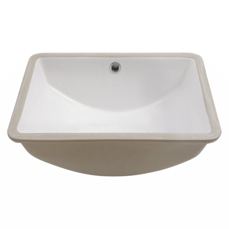 18.5"x14" White Ceramic Rectangular Undermount Bathroom Sink with Overflow