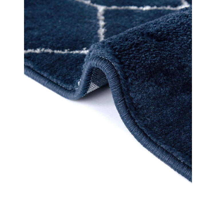 Glam Navy Blue Silver Area Rug