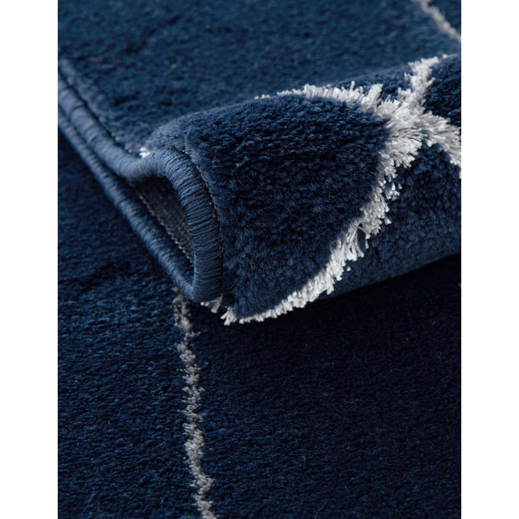 Glam Navy Blue Silver Area Rug
