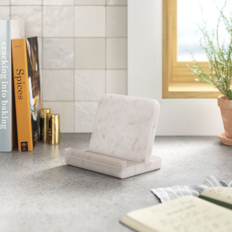 Creamy White Marble Modern Cook Book Stand