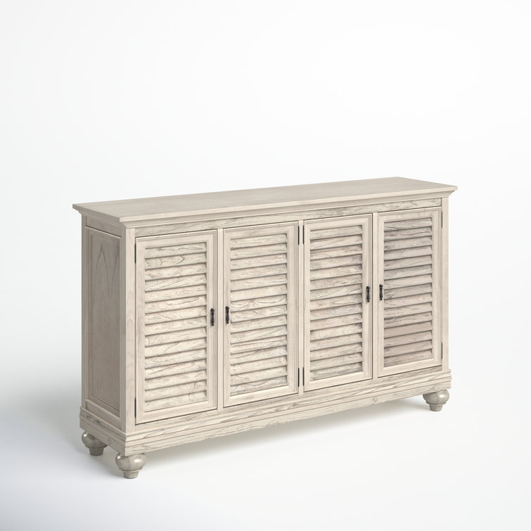 Elegant White Linen 72'' Traditional Sideboard with Louvered Doors